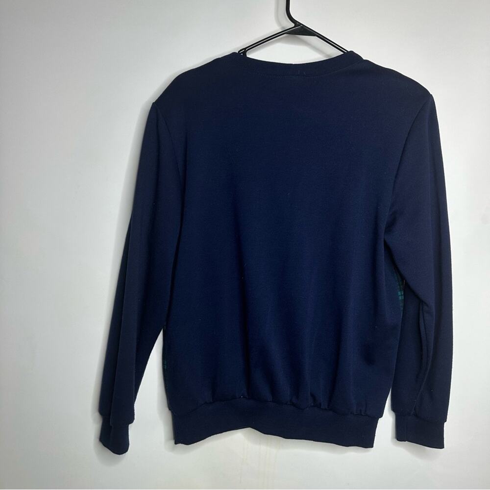 Vintage Cape Cod Faux Cardigan Sweater, Plaid, Button Front, Blue, MEDIUM, USA - Picture 4 of 8